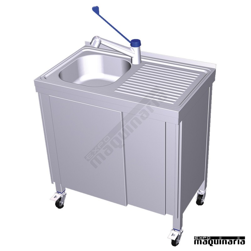 Gabinete de acero fregadero portátil fregadero autónomo estación de lavado  de manos fregadero móvil fuente de agua suministro de agua 110V/12V